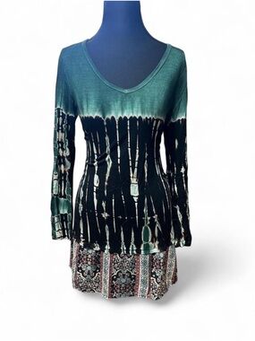 y2k fairy grunge tie dye mini dress goth boho alt long sleeve cyber fairy 2000s